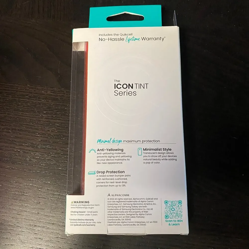 New Quikcell Galaxy A13 Icon Tint Sangria Clear+ 13 ft Drop Phone Case Pink